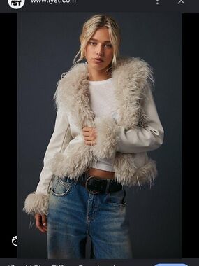 Prada Real Fur Lined "Liner" Jacket w/ Fur Hood SZ 38 Ivory